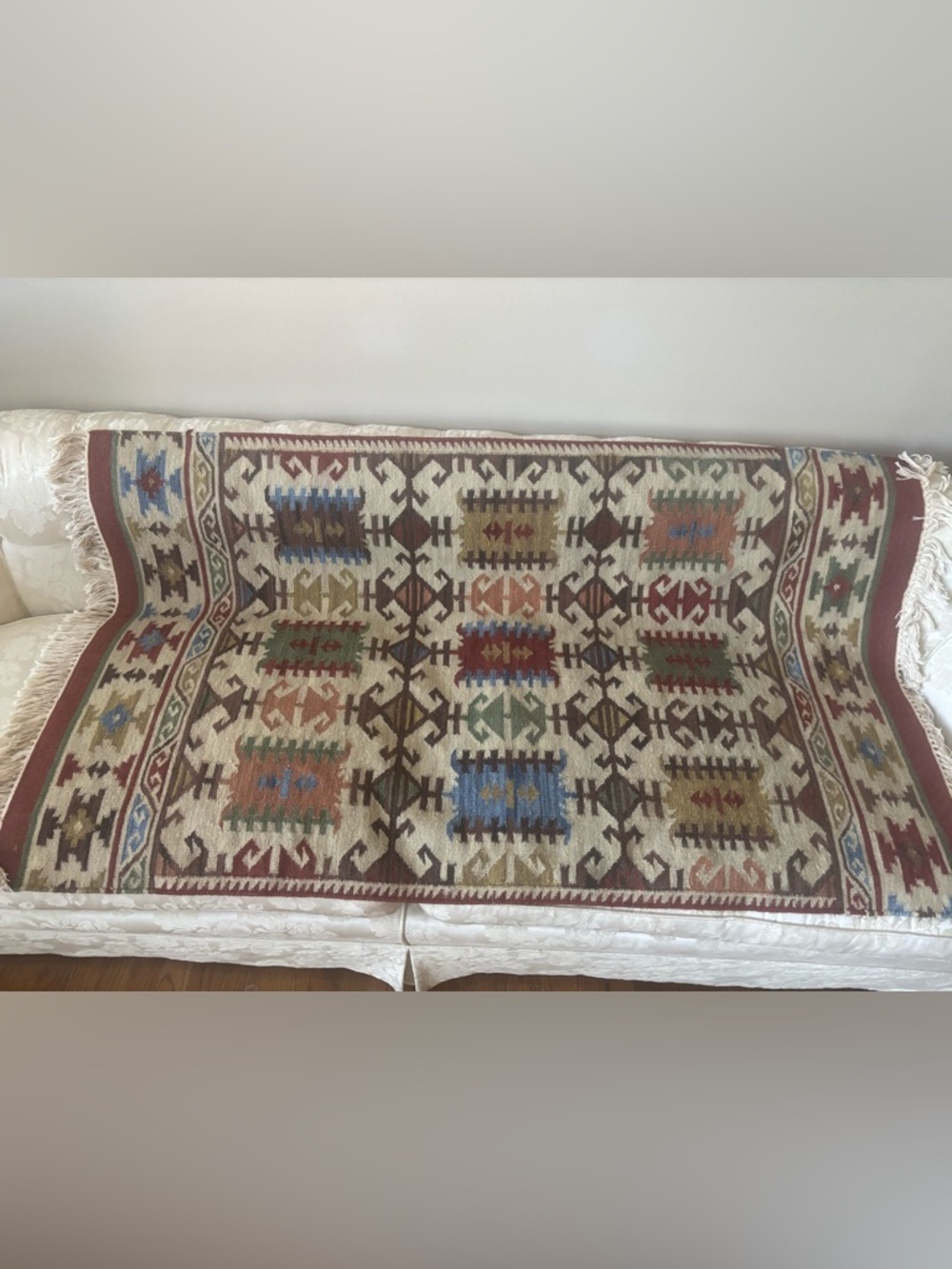 Vintage Handwoven Wool Kilim Rug Southwest 59”x36”